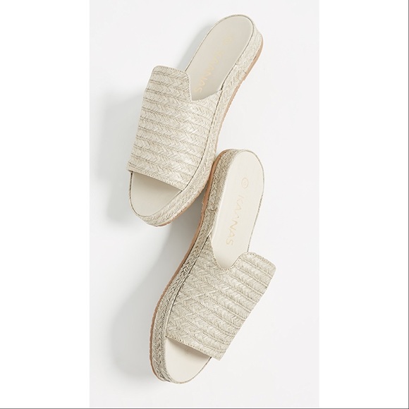 Nude Espadrille Flatform Woven Slide Mule Sandal - Picture 3 of 4